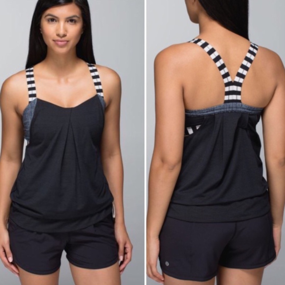 Lululemon Black & White Rest Less Tank Top